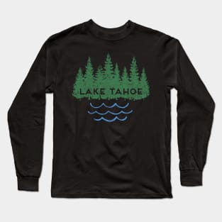 Lake Tahoe California Nevada Ski Mountain Resort Moon Trees Long Sleeve T-Shirt